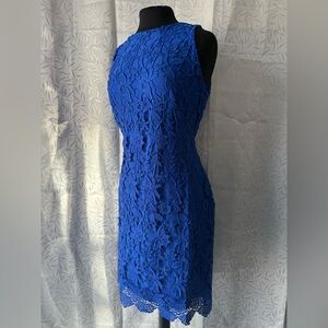 Ralph Lauren Sleeveless Blue Lace Midi Dress